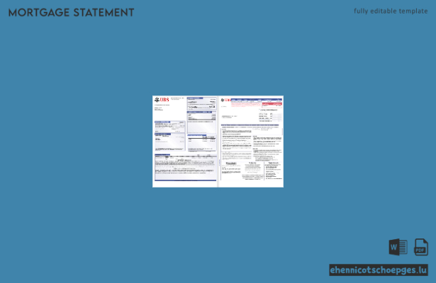 UBS-Bankhypothekenabrechnung (Schweiz) im Word- und PDF-Format, 3 Seiten, Beispielvorschau 1,-2